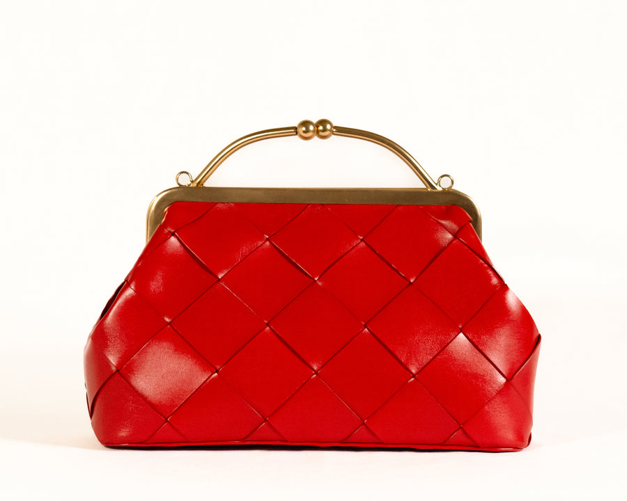 Close-up of The Berries Bag’s Unique Textured Leather and Elegant Finish