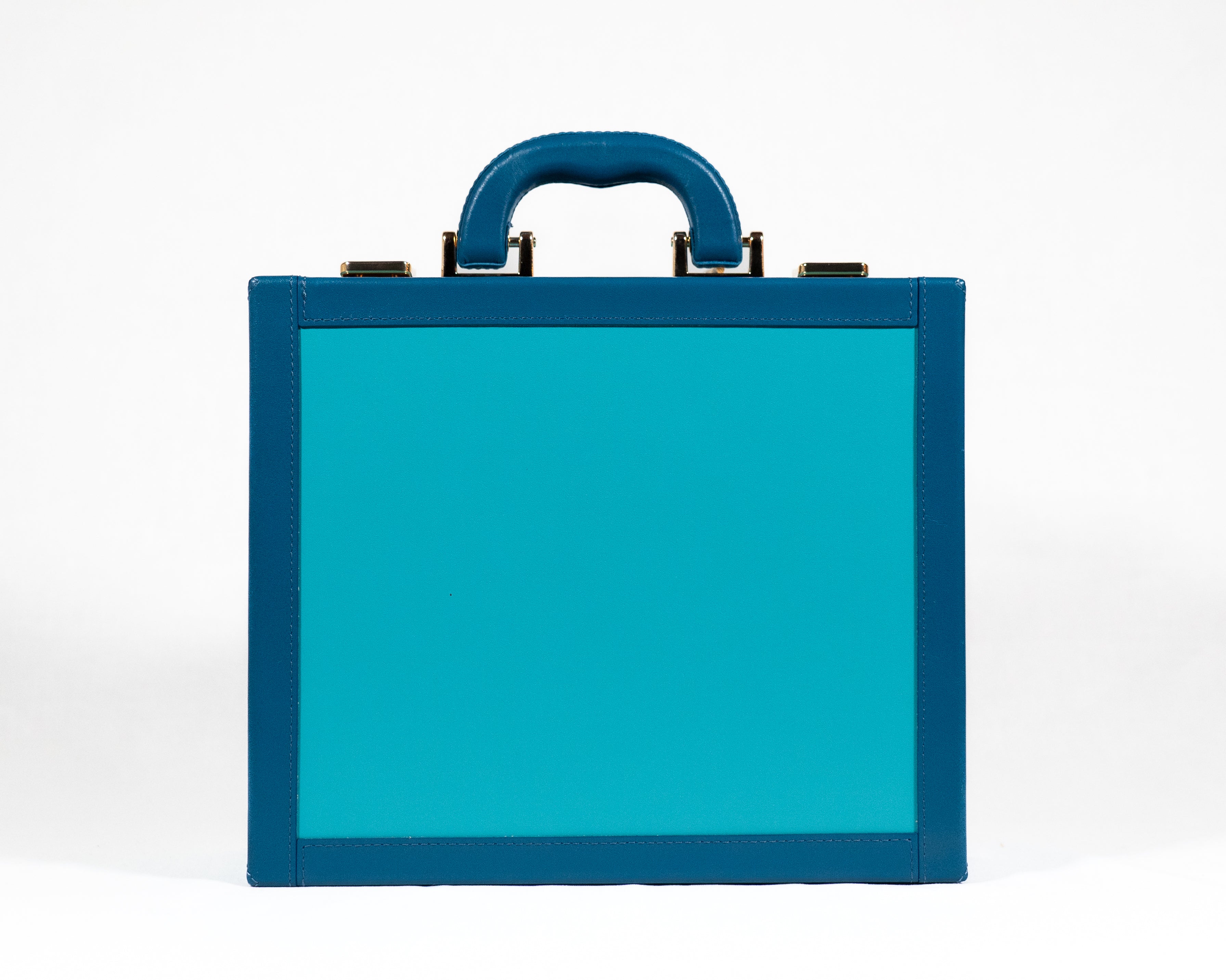 Close-up of Blue Engraved Leather on Kleopatra Designer Bag
