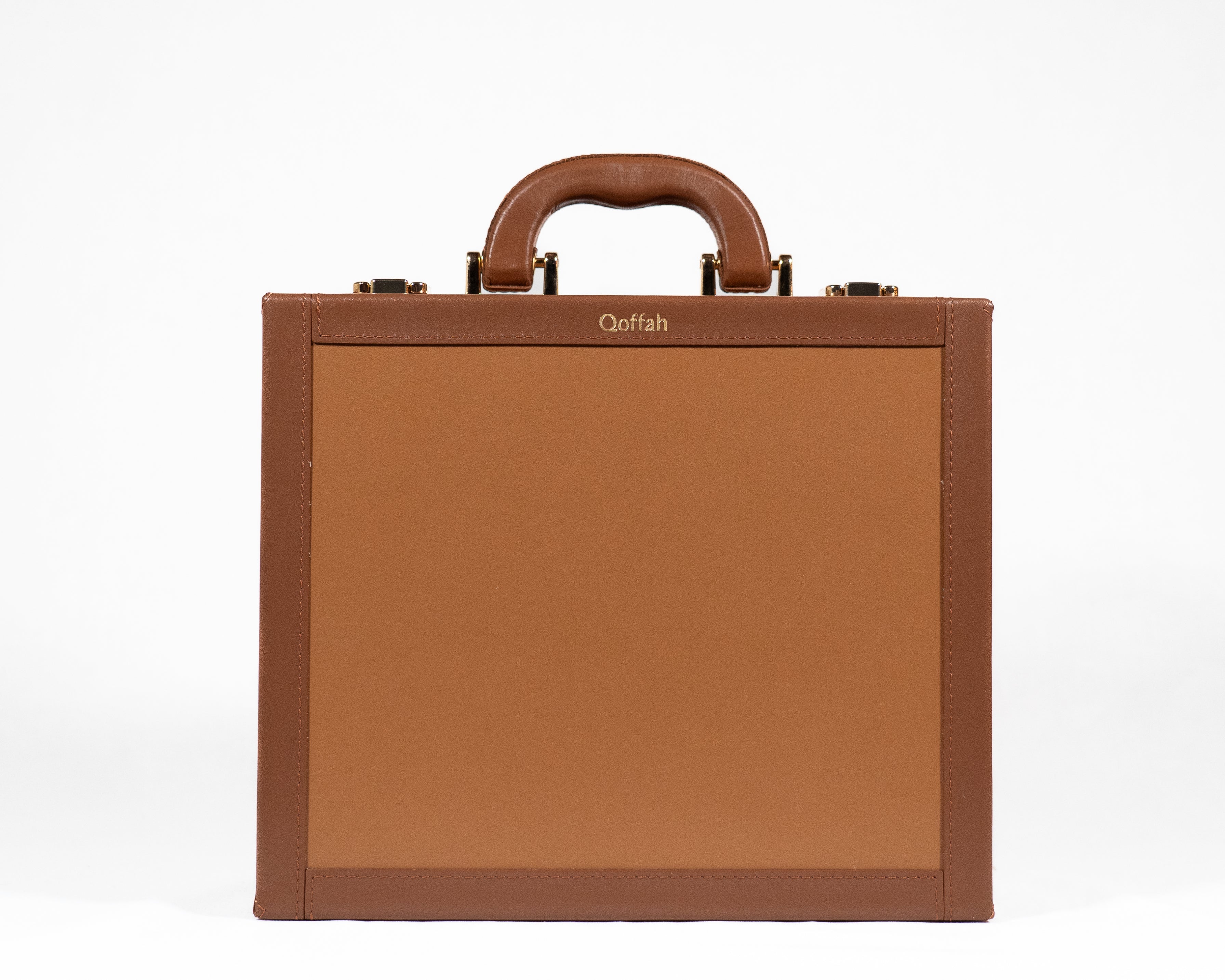 Kleopatra Bag - Brown Engraved Leather Luxury Handbag by QOFFAH