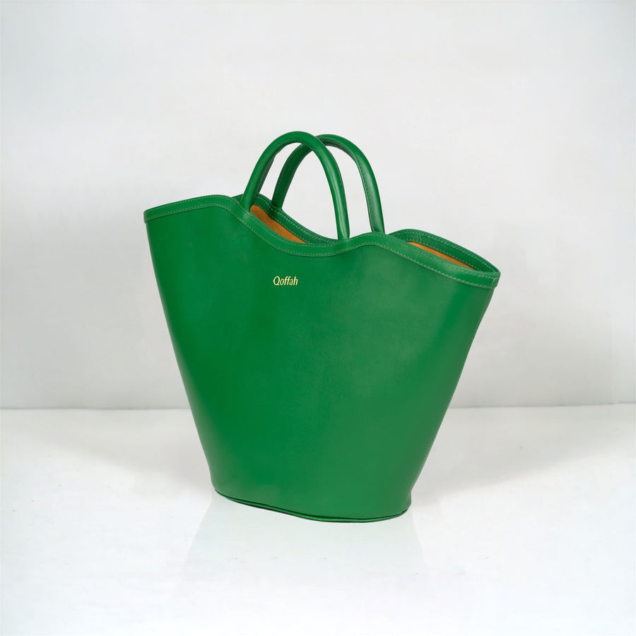 Handcrafted Luxury Leather Bag by QOFFAH in Green