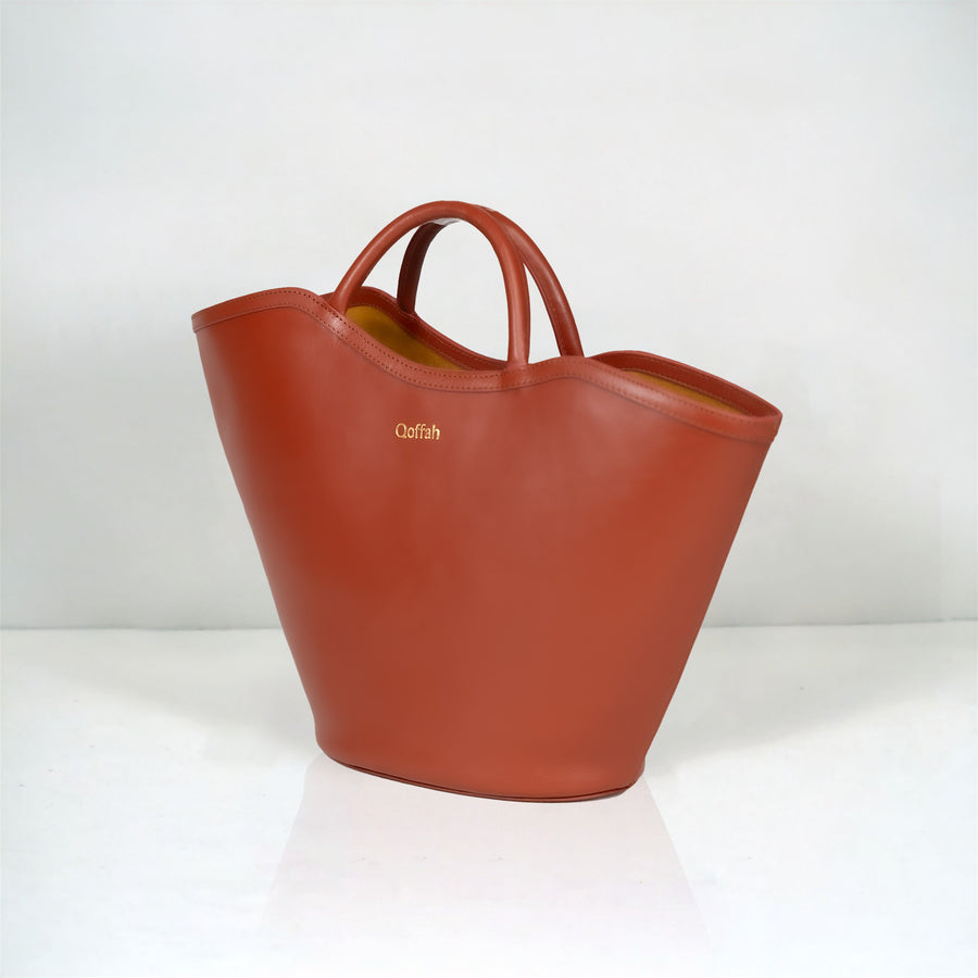 Handcrafted Luxury Leather Bag by QOFFAH in Brown